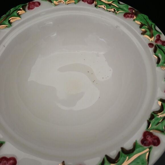 Holiday Bell 9" Candy Dish Vintage 1970's Christmas Ceramic Seasons Greetings - Picture 12 of 14